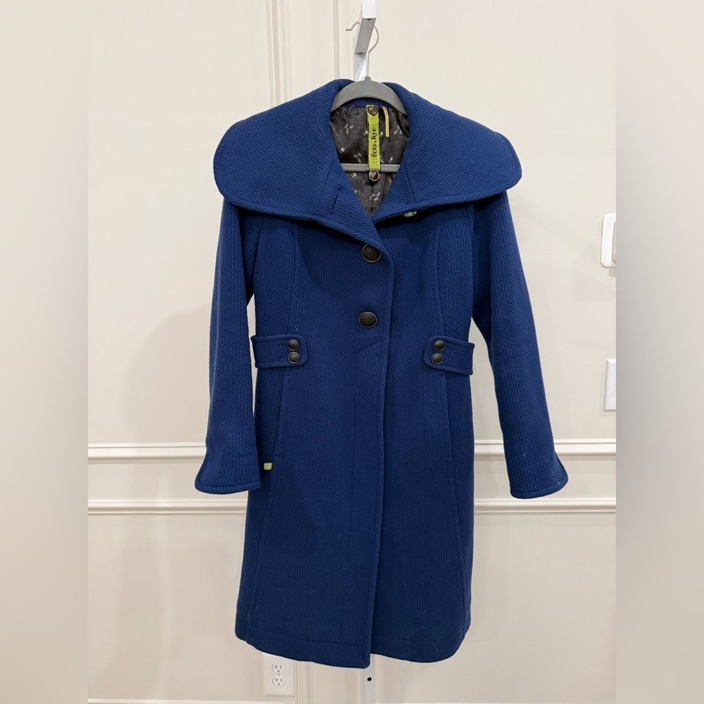 Soia & Kyo Blue Pea Coat Canadian Wool